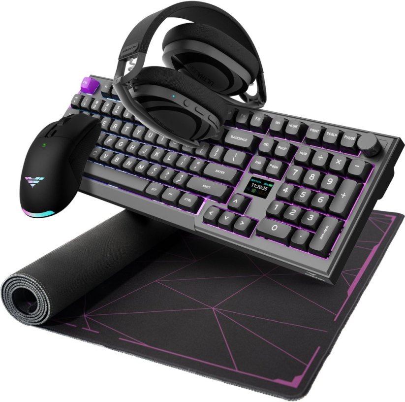 PREYON Zestaw Legendarny PREYON Klawiatura Silent claw red Gateron Red Pro (PSCR105B) + Mysz Owl Wireless (POW35B) + Słuchawki Tornado Fly PTF40B Czarne (PTF40B) + Podkładka Falcon Speed XXL (PFS120)