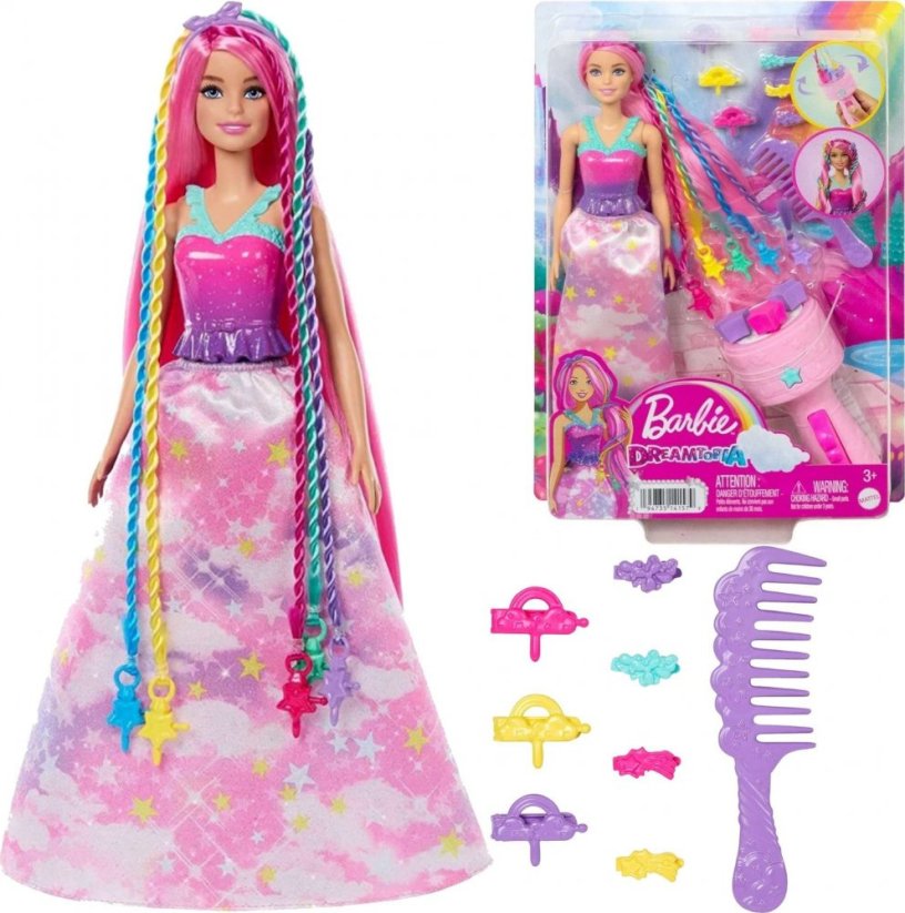 Mattel Księżniczka Zakręcone pasemka Bábika HNJ06