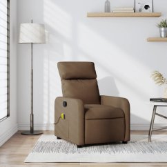 vidaXL vidaXL Rozkładany fotel masujący, Hnedý, obity tkaniną