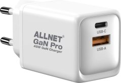 Allnet Z ALLNET Ersatznetzteil QC USB-C PD GaN Netzteil Power Supply45Watt 1x USB Typ-A QC 1x USB Typ-C**EU PLUG**