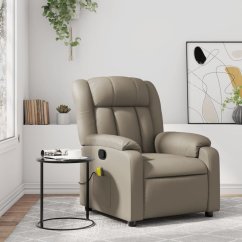 vidaXL vidaXL Rozkładany fotel masujący, cappuccino, obity sztuczną skórą