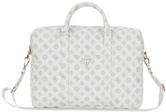 Guess Bag Guess 4G Peony Front Pocket Zipper Triangle Logo 16" white