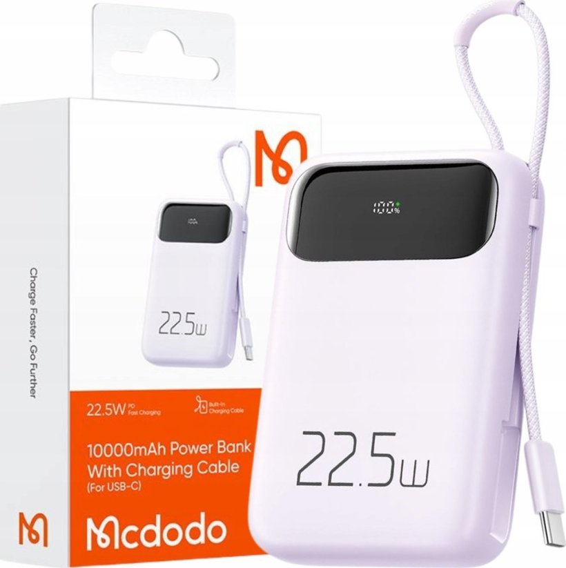 Mcdodo MCDODO POWERBANK 10000MAH s displejom 3X USB USB-C 22,5W + KABEL USB-C