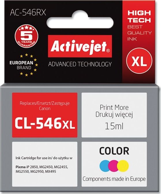 Activejet Activejet Toner Activejet AC-546RX (Náhradný Canon CL-546XL; Premium; 15 ml; farba)