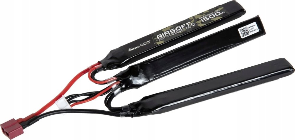 Gens Ace akumulátor Gens ace 25C 1500mAh 3S1P 11.1V Nunchuck 3X Airsoft Gun Lipo z konektorem T Plug