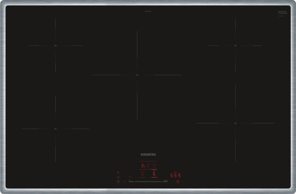 Siemens Siemens EH845HVB1E iQ100, independent hob (black/stainless steel, 80 cm, Home Connect)