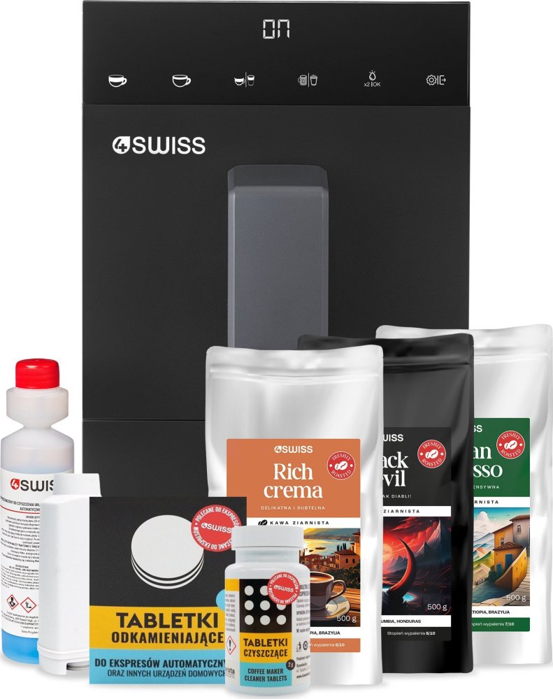 4Swiss A23 Siena + zestaw kaw 3x 500g + środki czystości i filtr