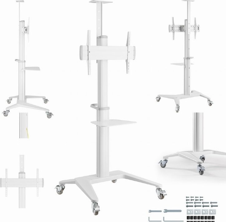 Gembird Stojak Aluminiowy pod televízormobilny Biely 37-70 cali