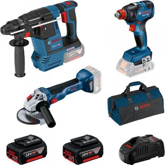 Bosch Sada BOSCH GBH 18V-26  + GDX 18V-200  + GWS 18V-10  + 2XAKU 5.0 AH  + GAL 1880CV + Taška