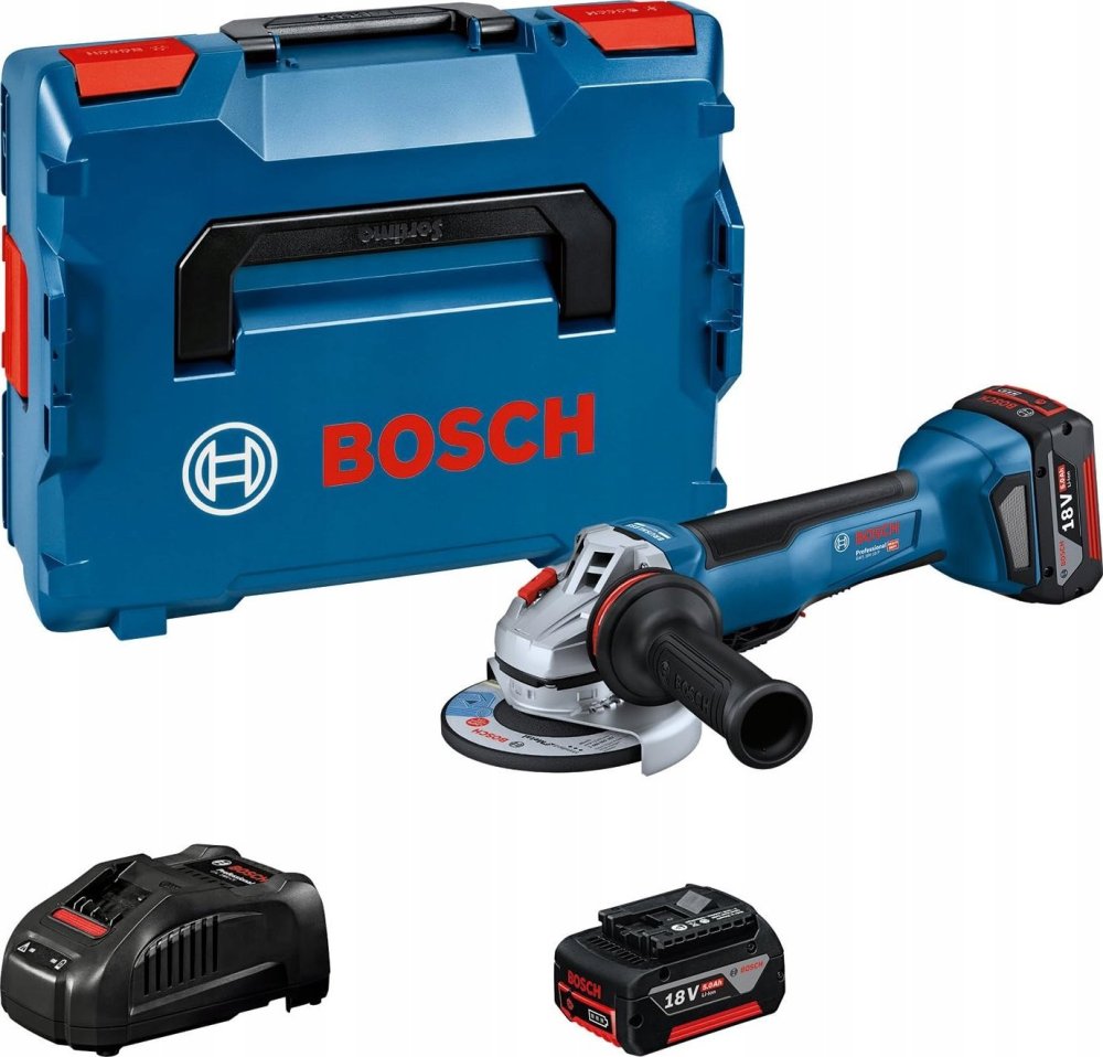Bosch Bosch cordless angle grinder GWS 18V-10 P Professional, 125mm (blue/black, 2x Li-ion battery 5.0Ah, in L-BOXX)