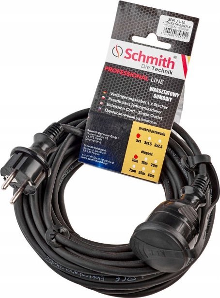 Schmith predlžovací kábel GUMOWY, PRZEW 3X2,5MM, 20M, Čierny
