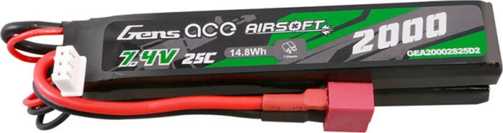 Gens Ace akumulátor Gens Ace 25C 2000mAh 2S2P 7.4V Saddle Airsoft Gun Lipo z konektorem Mini Deans(T) Plug