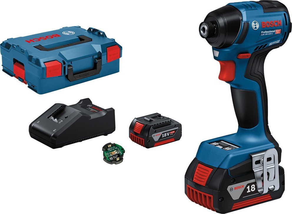 Bosch Bosch cordless impact wrench GDR 18V-220 Professional, 18Volt (blue/black, 2x Li-Ion battery 5.0Ah, Bluetooth, in L-BOXX)