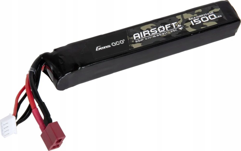 Gens Ace akumulátor Gens ace 25C 1500mAh 3S1P 11.1V Airsoft Gun Lipo z konektorem T Plug