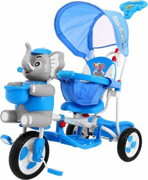 SporTrike Detský balančný bicykel 3 kolesový Szczęśliwy Słoń Modrý