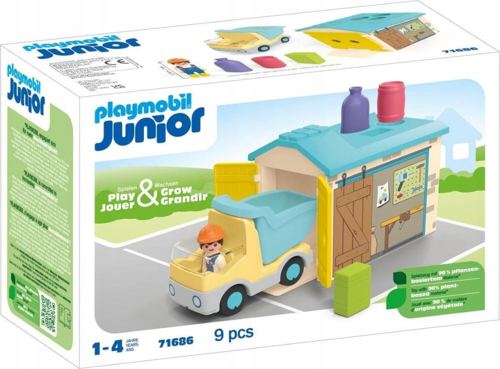 Playmobil PLAYMOBIL 71686 Junior: Truck with sorting garage, construction toy