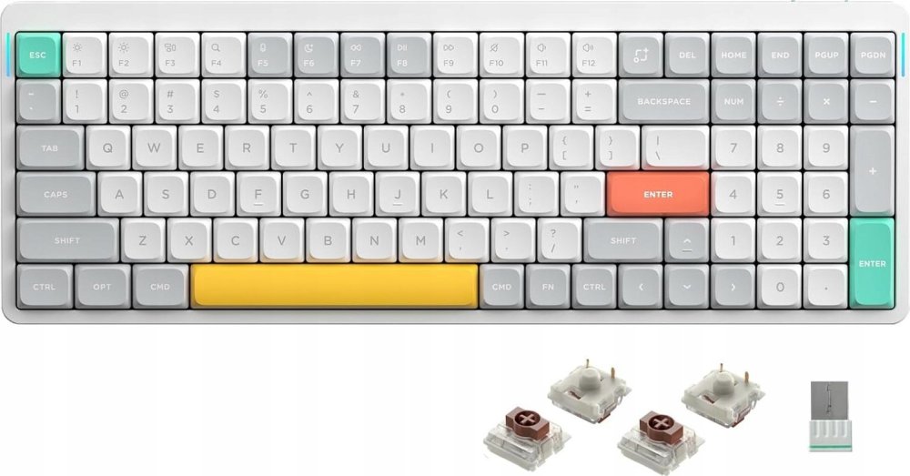 Nuphy - Air96 V2 Wireless Mechanical Keyboard - Bezdrôtová Klawiatura Mechaniczna Slim Ionic White Brown