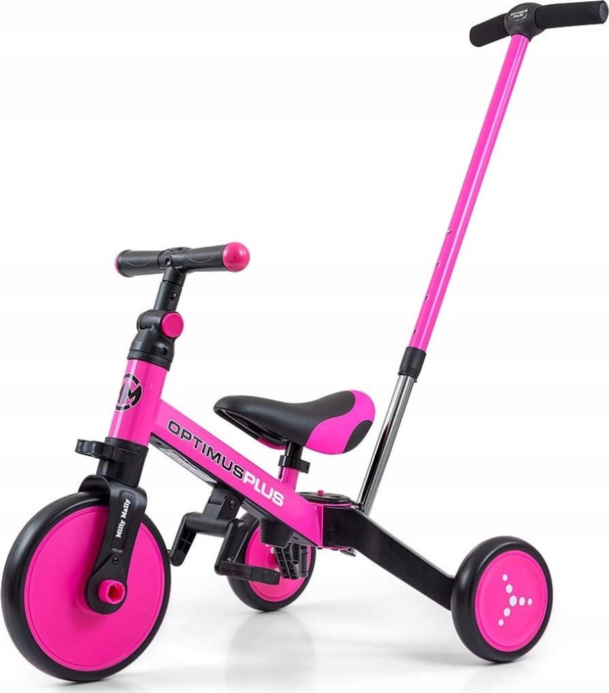 Milly Mally Detský balančný bicykel Ride On - Bike 4w1 OPTIMUS PLUS Pink