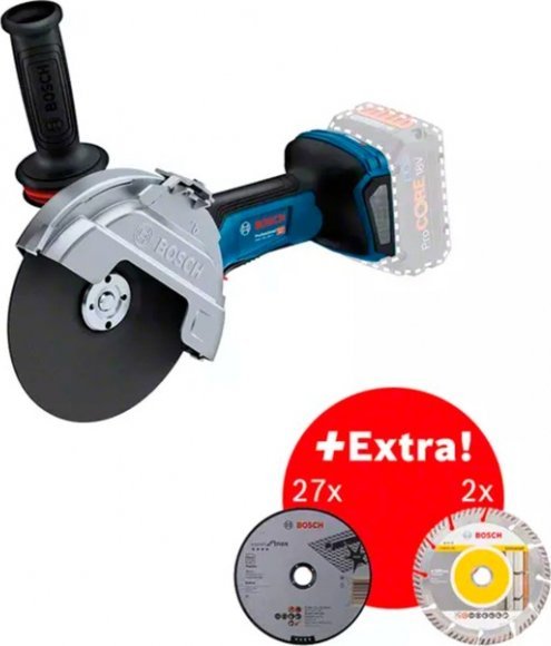 Bosch Bosch cordless angle grinder BITURBO GWS 18V-180 P Professional solo, 180mm (blue/black, without battery and charger, including 26 cutting discs)
