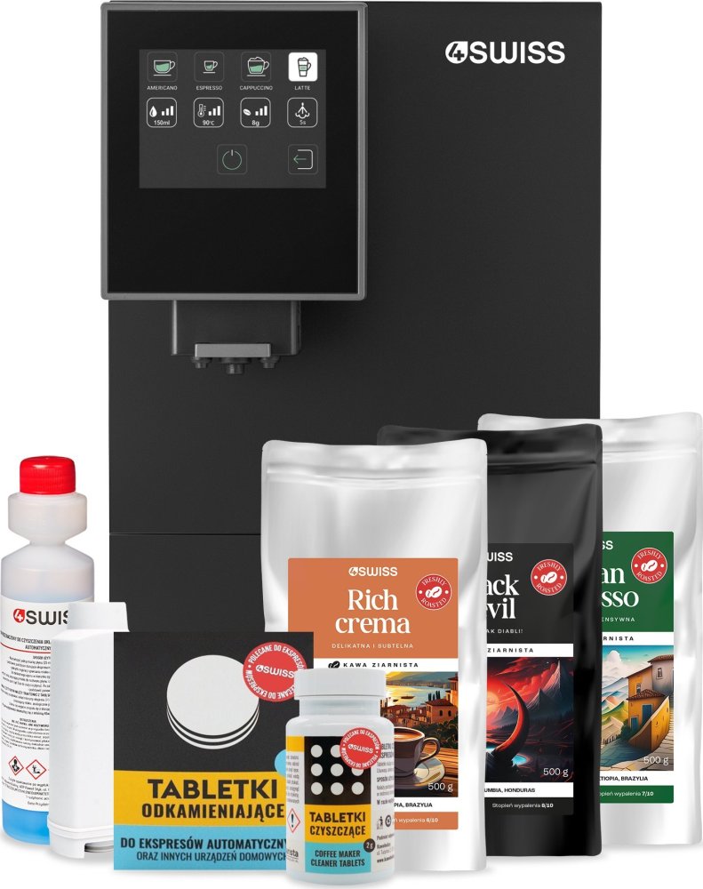 4Swiss A24 Roma + zestaw kaw 3x 500g + środki czystości i filtr