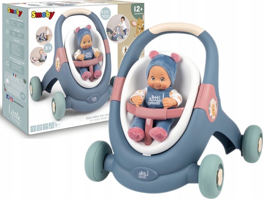 Mattel Chodzik 3 w 1 z lalką Little Smoby