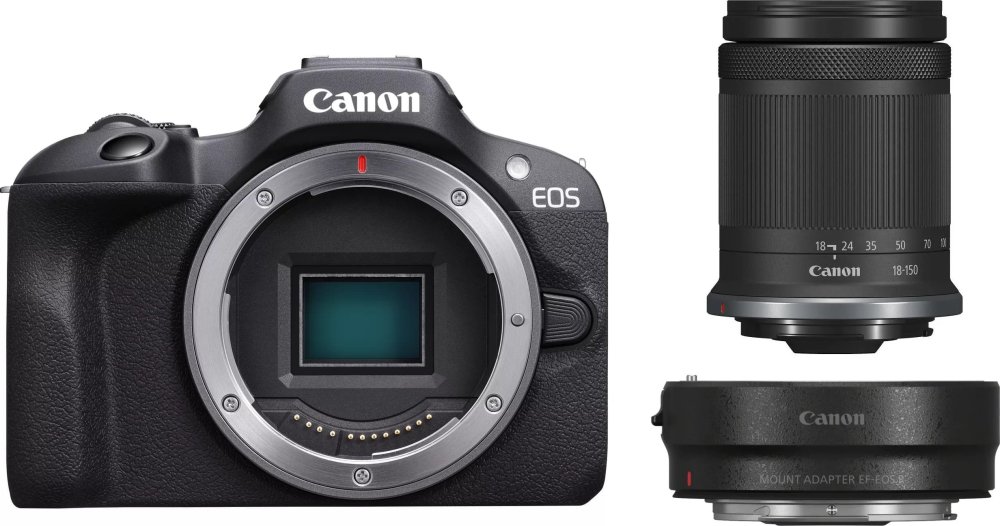 Canon EOS R100  + RF-S 18-150mm f/3.5-6.3 IS STM + adapter EF-EOS R