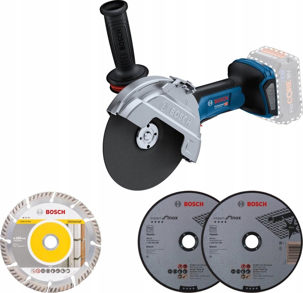 Bosch Bosch cordless angle grinder BITURBO GWS 18V-180 P Professional solo, 180mm (blue/black, without battery and charger, incl. 3 cutting discs)