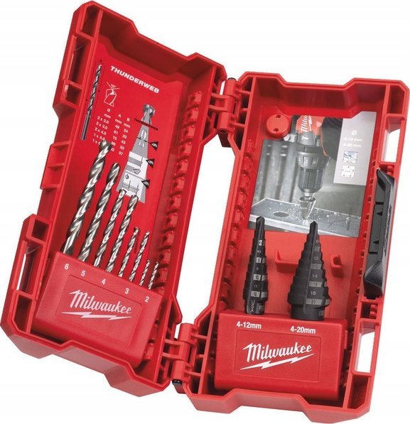 Milwaukee MILWAUKEE SET OF STEP DRILLS AND HSS-G THUNDERWEB DRILLS 10 pcs.