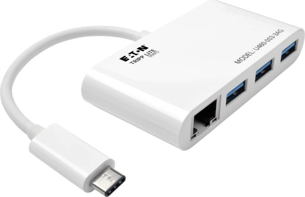 Eaton Eaton Tripp Lite series 3-Port USB-C to USB-A Hub Portable w/ Gigabit Ethernet Port RJ45 - Hub - 3 x USB 3.1 - Desktop