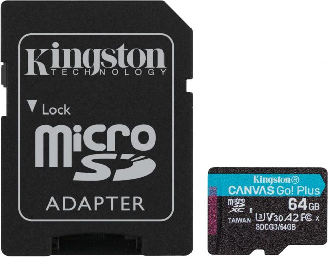 Kingston Canvas Go! Plus MicroSDXC 64 GB Class 10 UHS-I/U3 A2 V30 (SDCG3/64GB)