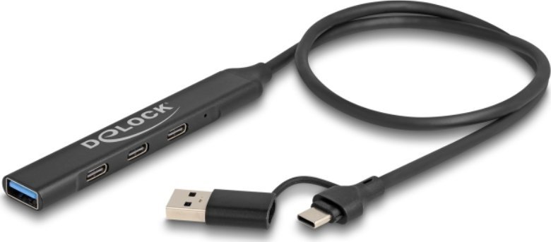 Delock DeLOCK 64272 huby i koncentratory USB 3.2 Gen 1 (3.1 Gen 1) Type-C 5000 Mbit/s Čierny