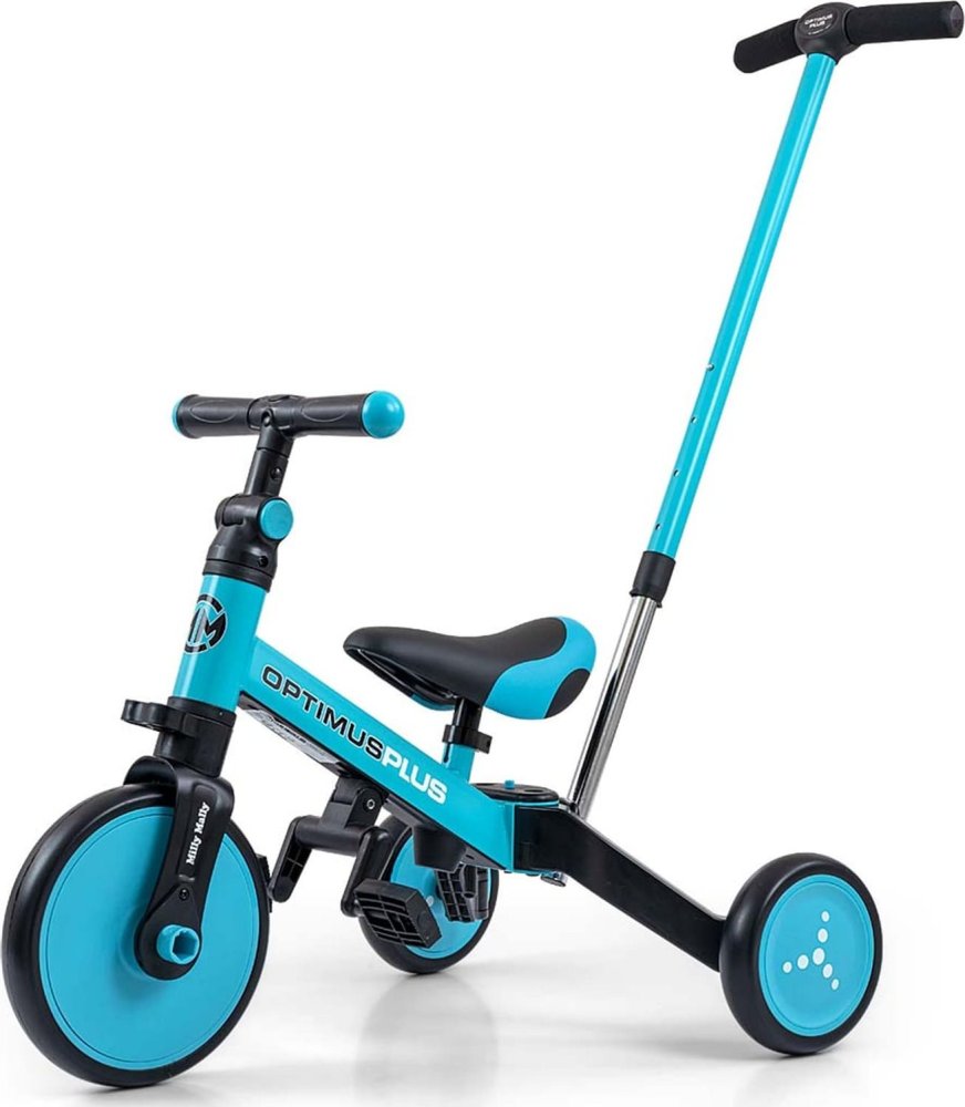 Milly Mally Detský balančný bicykel Ride On - Bike 4w1 OPTIMUS PLUS Blue