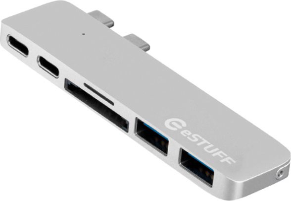 eStuff 1x SD 1x microSD 2x USB-C  + 2x USB-A  (ES84122-SILVER)