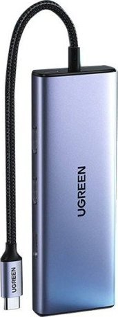 Ugreen Adapter UGREEN 9w1 CM490 Hub USB-C, 2x USB-A 3.0, USB-A 2.0, 2x HDMI 4K/60Hz, SD/TF, RJ45