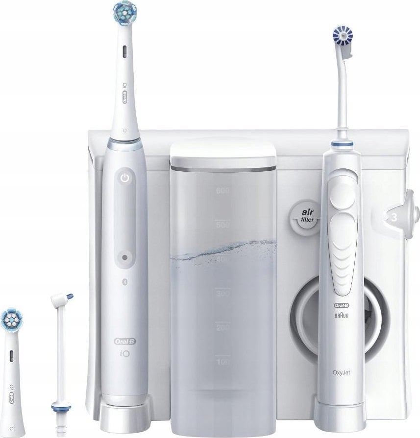 Oral-B Oral-B Oral Health Center + iO Series 4 White set elektrického zubního kartáčku a ústní sprchy, bílá