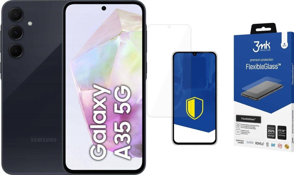 Samsung Galaxy A35 5G 6/128GB Czarny (SM-A356BZKBEUE) + 3MK FlexibleGlass