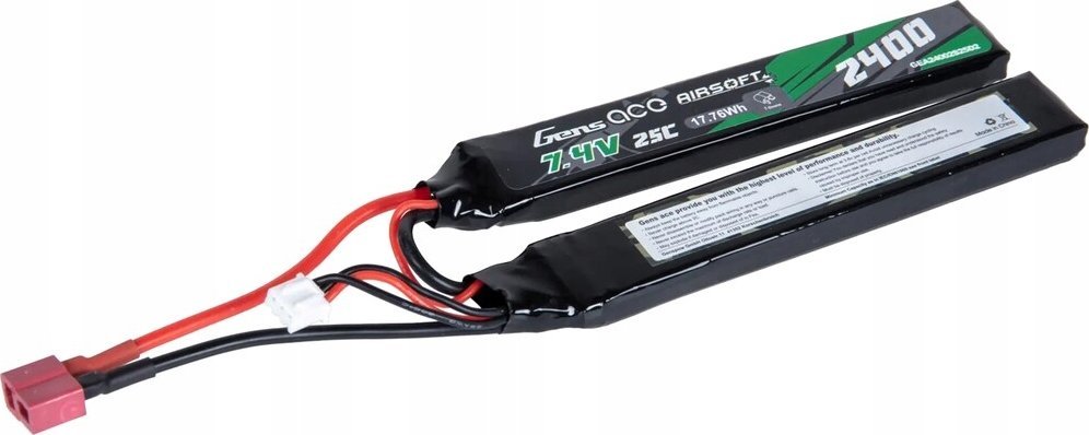 Gens Ace akumulátor Gens ace 25C 2400mAh 2S2P 7.4V Saddle Airsoft Gun Lipo z konektorem Mini Deans(T) Plug