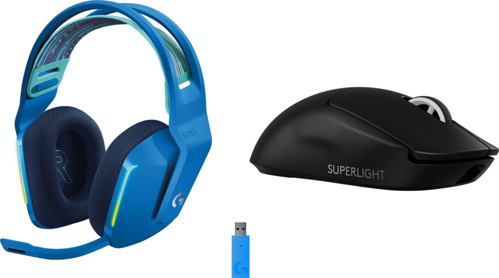 Logitech G733 Lightspeed Niebieskie (981-000943) + G PRO X SuperLight 2  (910-006630)