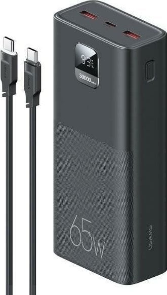USAMS PB68 30000mAh 65W QC 3.0 PD Fast Charge + USB-C/USB-C Cable 100W black US-CD185