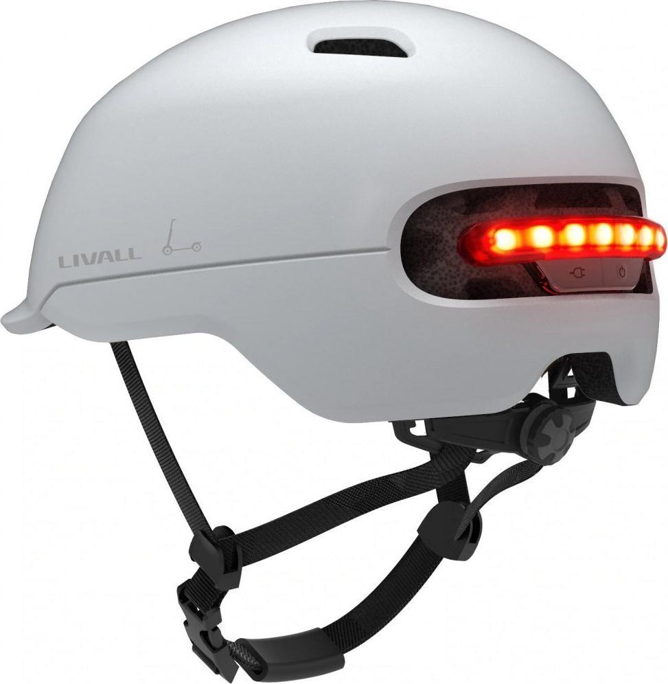 Livall Smart prilba mestský C20 LED/SOS Biely Roz. L 57-61cm
