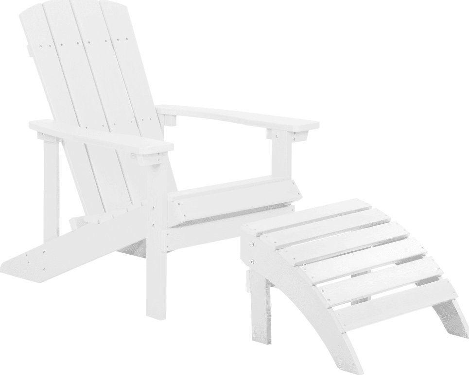 Beliani kreslo ogrodowe z podNôžkiem biele ADIRONDACK