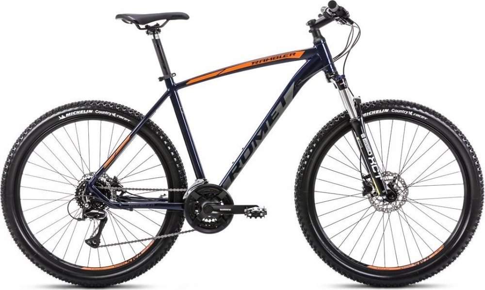 Romet Dviratis Romet Rambler R7.3 2025 dark blue-orange-18" / M (Dydis: 18" / M)