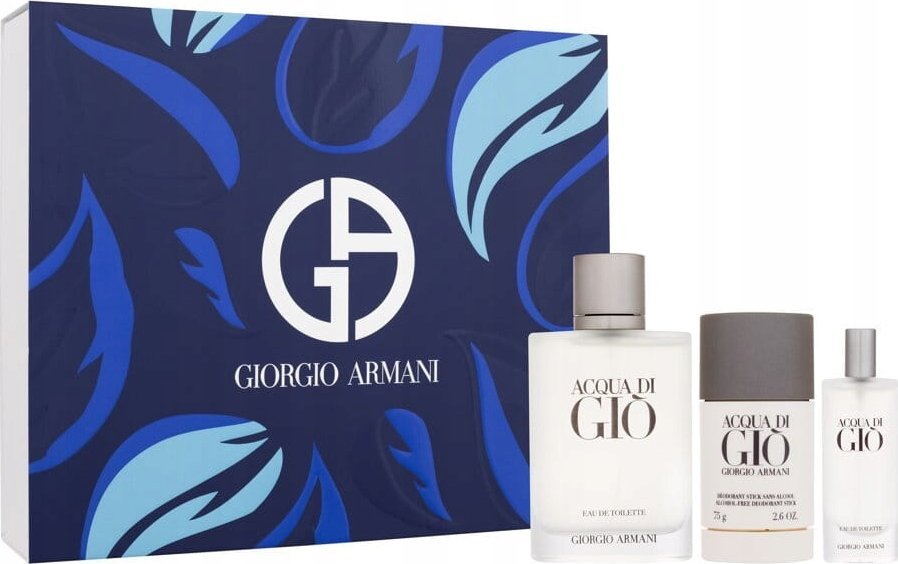 Giorgio Armani Giorgio Armani Acqua di Gio Pour Homme rinkinys vyrams (EDT, 100 ml + EDT, 15 ml + pieštukinis dezodorantas, 75 g) MEN