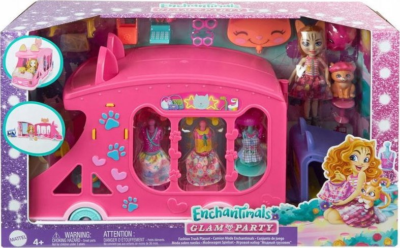 Mattel Enchantimals Mobilne studio mody Sada + Bábika Kotek (HPB34)