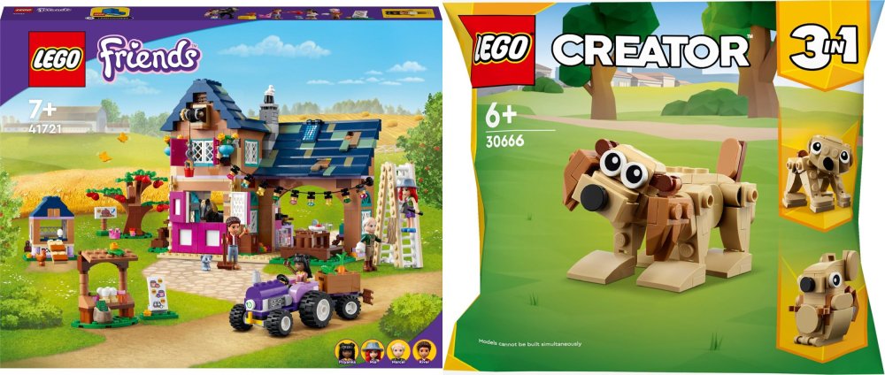LEGO Friends Ekologiczna farma (41721) + Creator Prezentowe zwierzęta (30666)
