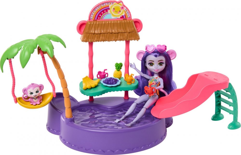 Mattel Sada Enchantimals Tropikalny Bazén + Bábika Małpka