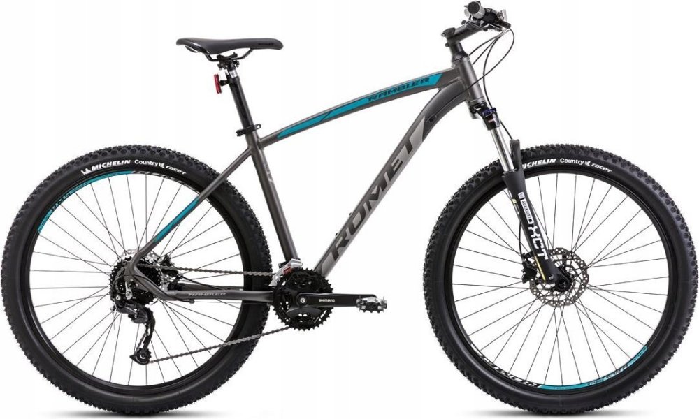 Romet Dviratis Romet Rambler R7.4 2025 graphite-silver-turquoise-18" / M (Dydis: 18" / M)