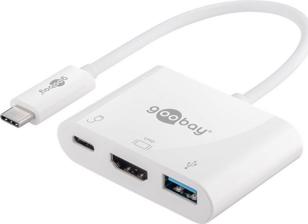 Goobay USB-C - HDMI + USB-C + USB Biely  (62104)