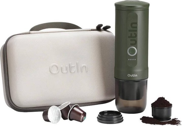Outin ML Zestaw przenośny ekspres do kawy Outin Nano 7500mAh (Zielony) + etui ochronne