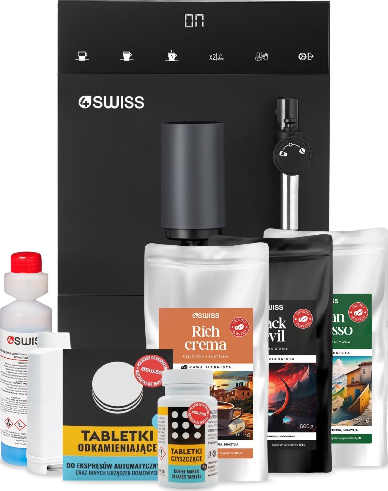 4Swiss A22 Modena + zestaw kaw 3x 500g + środki czystości i filtr